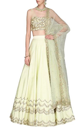 Mint Embroidered Lehenga Set