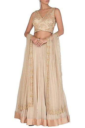 Gold Embroidered Lehenga Set