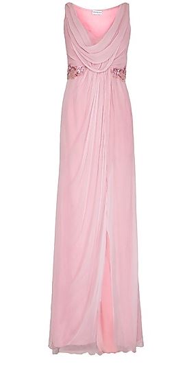 Pink Chiffon Embroidered Drape Gown Set