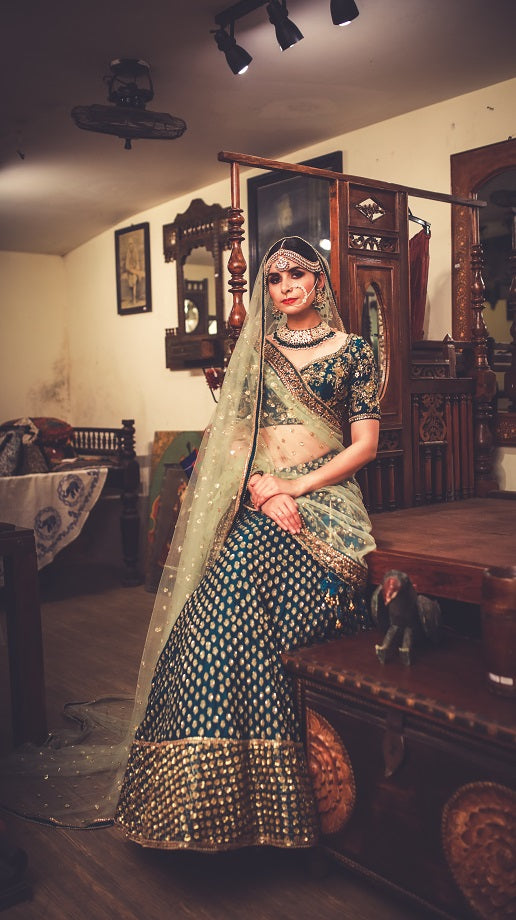 Green Bridal Lehenga Set