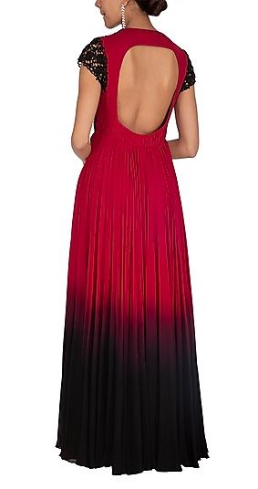 Maroon &amp; Black Ombre Georgette Gown