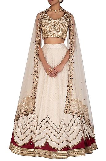 Ivory Chanderi Lehenga Set