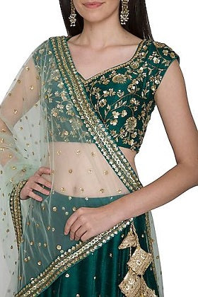 Peacock Green Embroidery Lehenga set