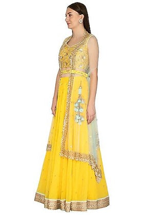 Yellow Emb. GGT Lehenga Set