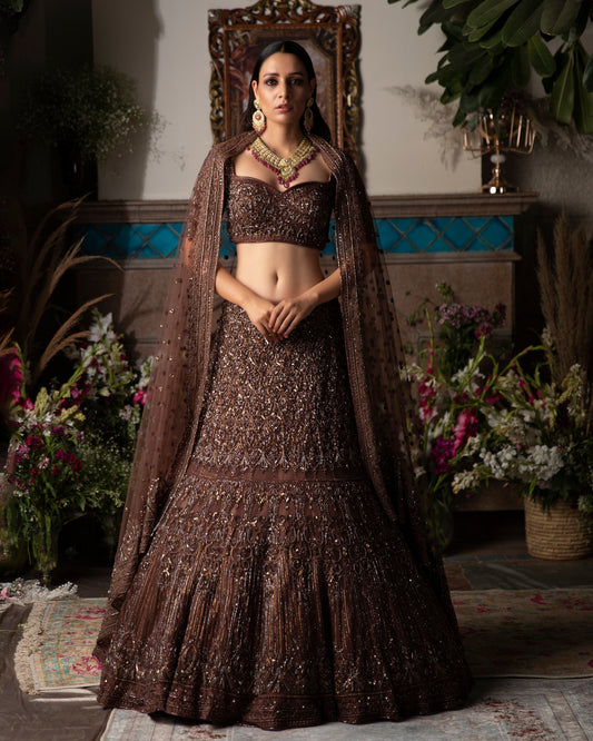 Mouse Grey Heavy Lehenga Set