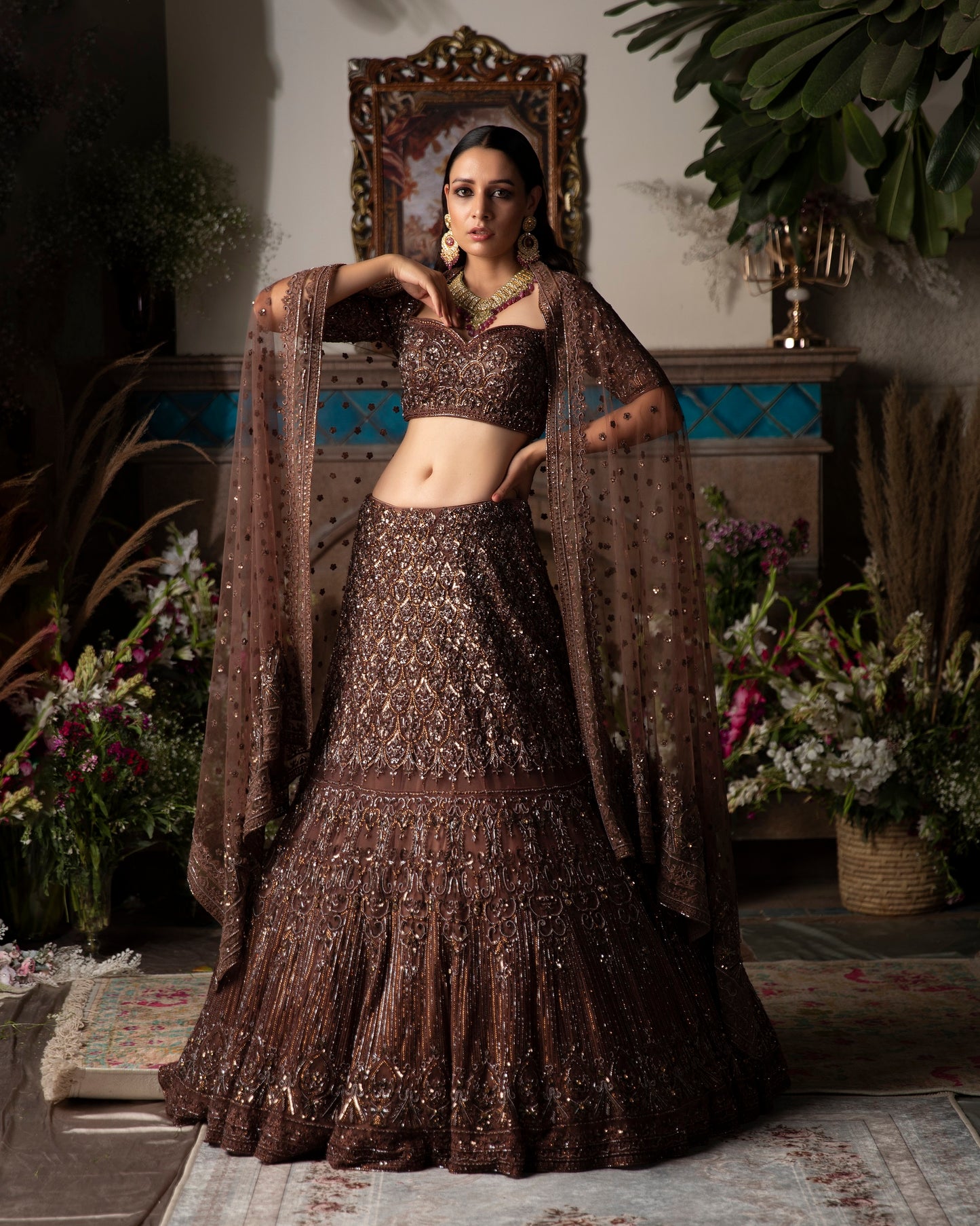 Mouse Grey Heavy Lehenga Set