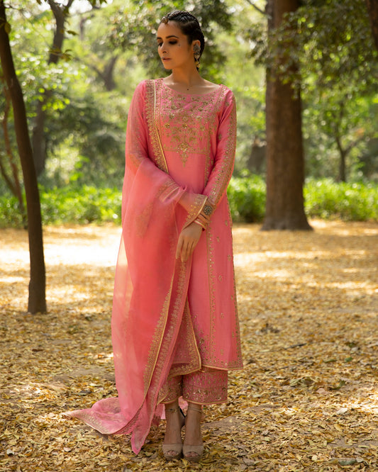 Pink Embroidered Kurta Set