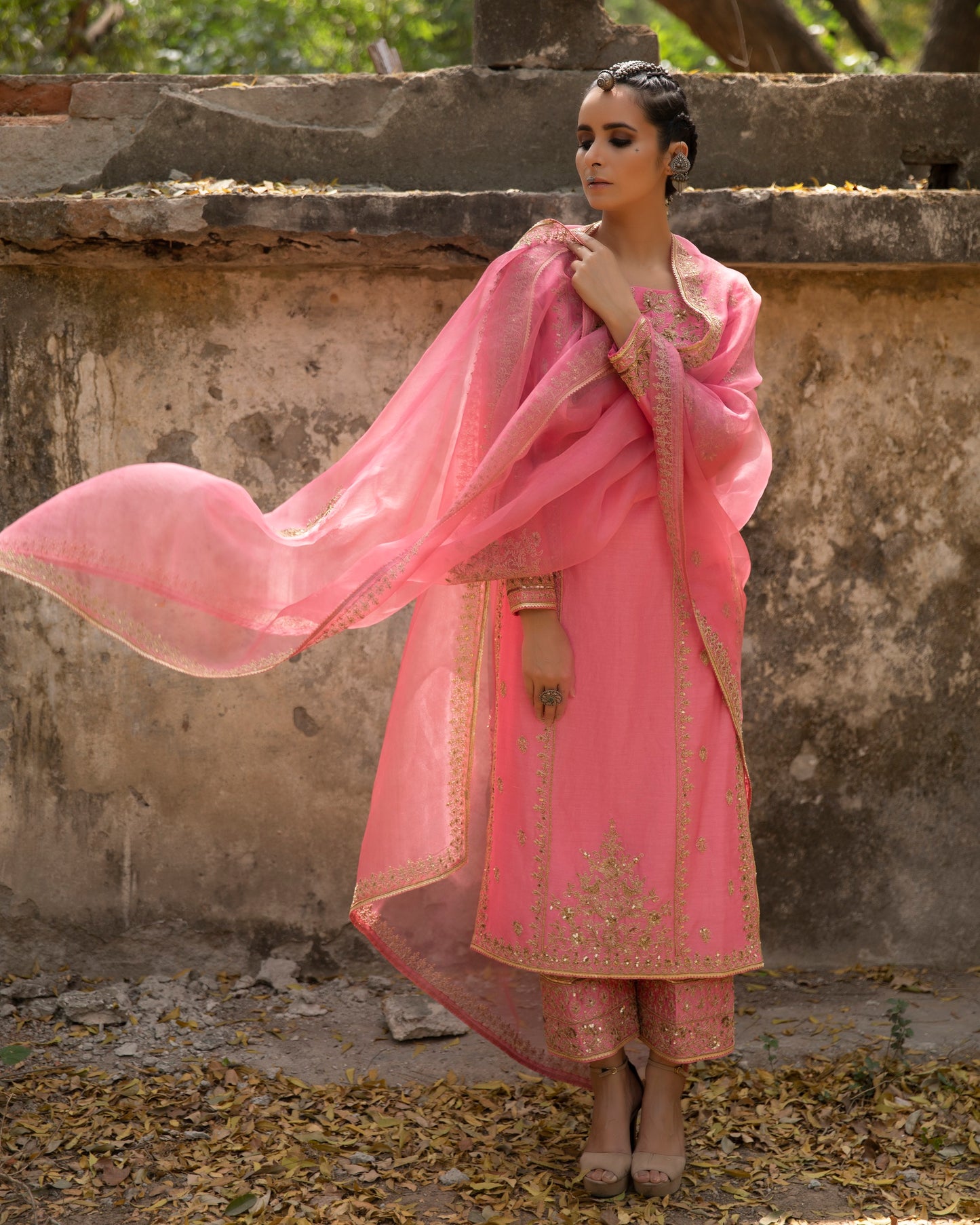 Pink Embroidered Kurta Set