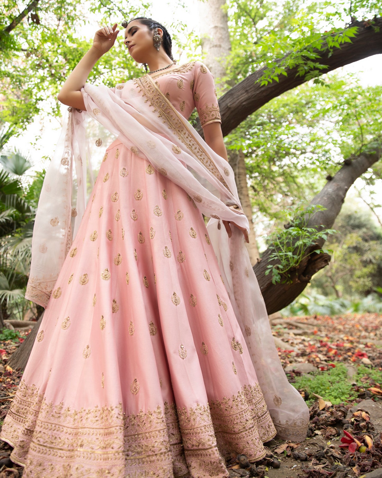 Mouve Chanderi Lehenga Set