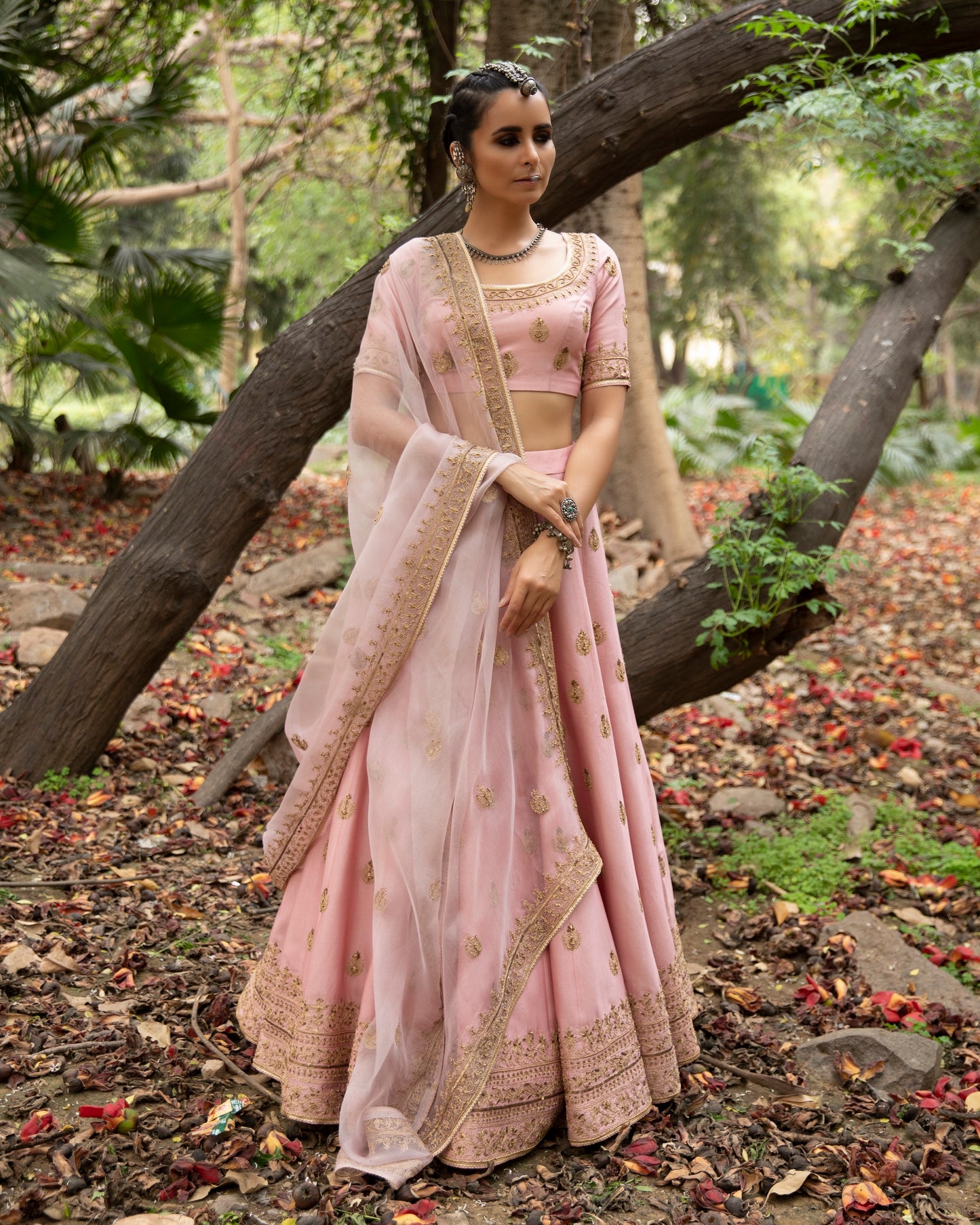 Mouve Chanderi Lehenga Set