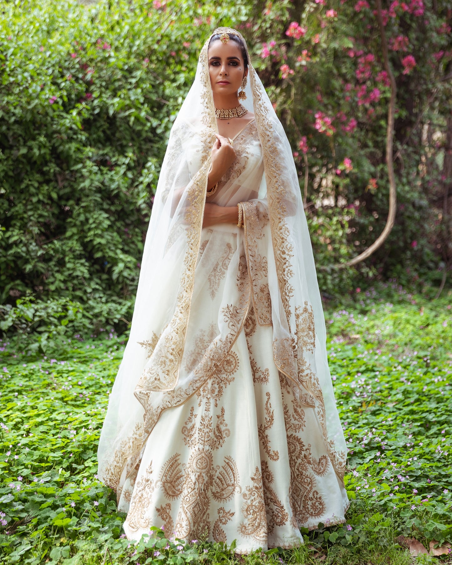 Off-white Chanderi Lehenga Set