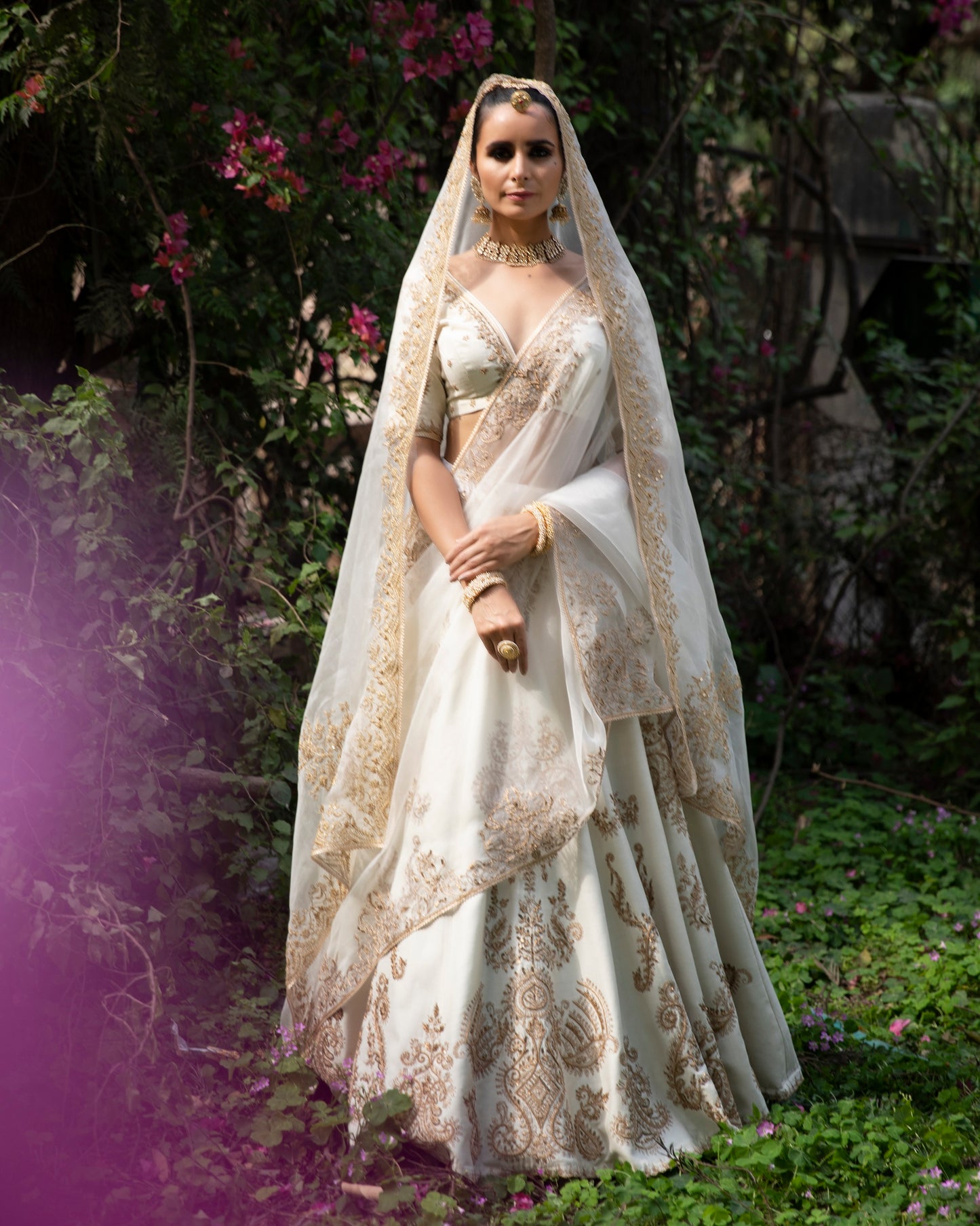 Off-white Chanderi Lehenga Set