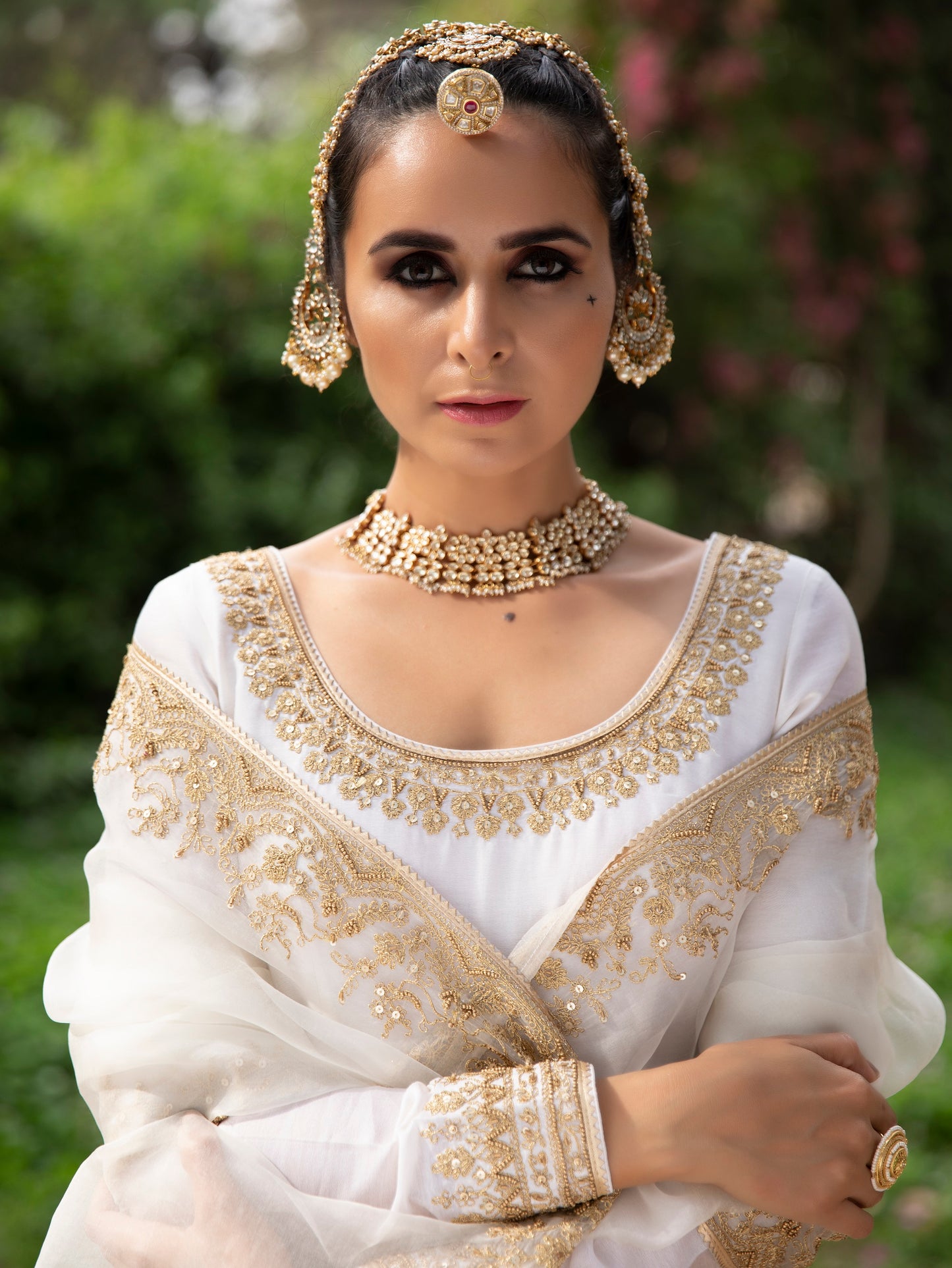 Off-white Embroidered Anarkali Set