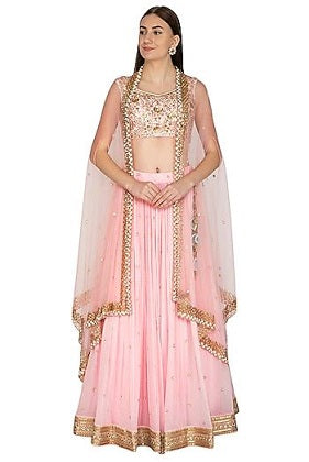 Baby Pink Emb. GGT Lehenga Cape Set