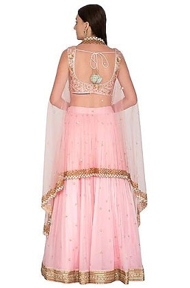 Baby Pink Emb. GGT Lehenga Cape Set