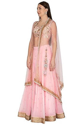 Baby Pink Emb. GGT Lehenga Cape Set