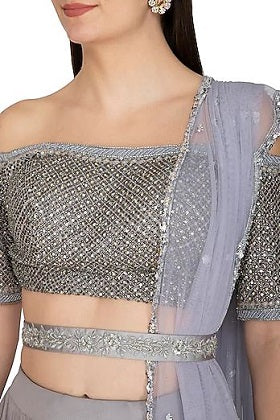 Grey Embroidered Lehenga Set