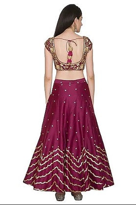 Wine Embroidery Lehenga set