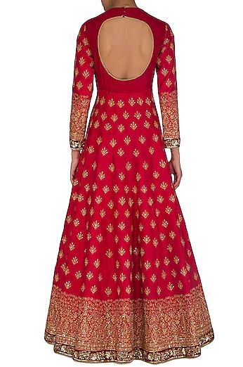 Maroon Embroidered Anarkali Set