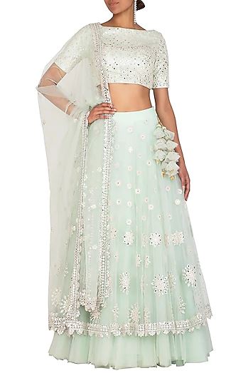 Mint Green Lehenga Comes With Blouse &amp; Dupatta