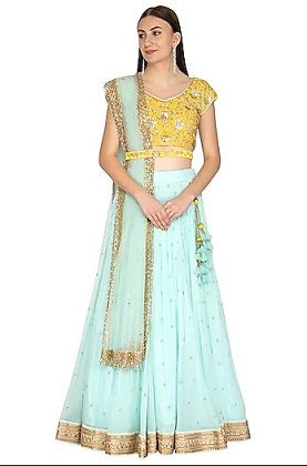 Aqua Emb. ggt Lehenga Set