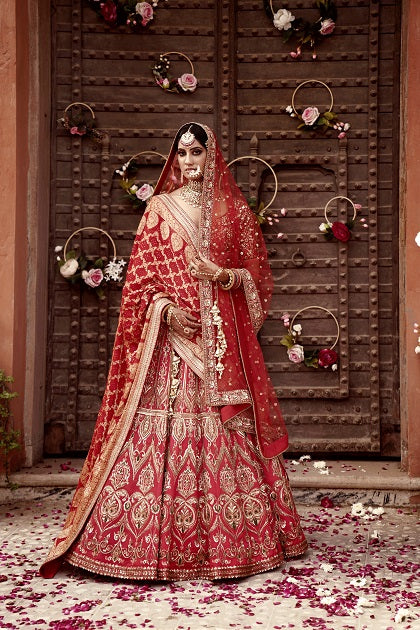 Red Lehenga With Bandhej Dupatta Set