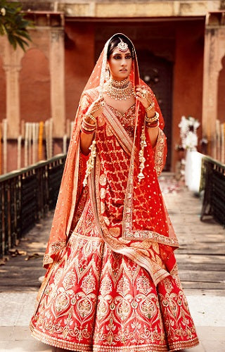 Red Lehenga With Bandhej Dupatta Set