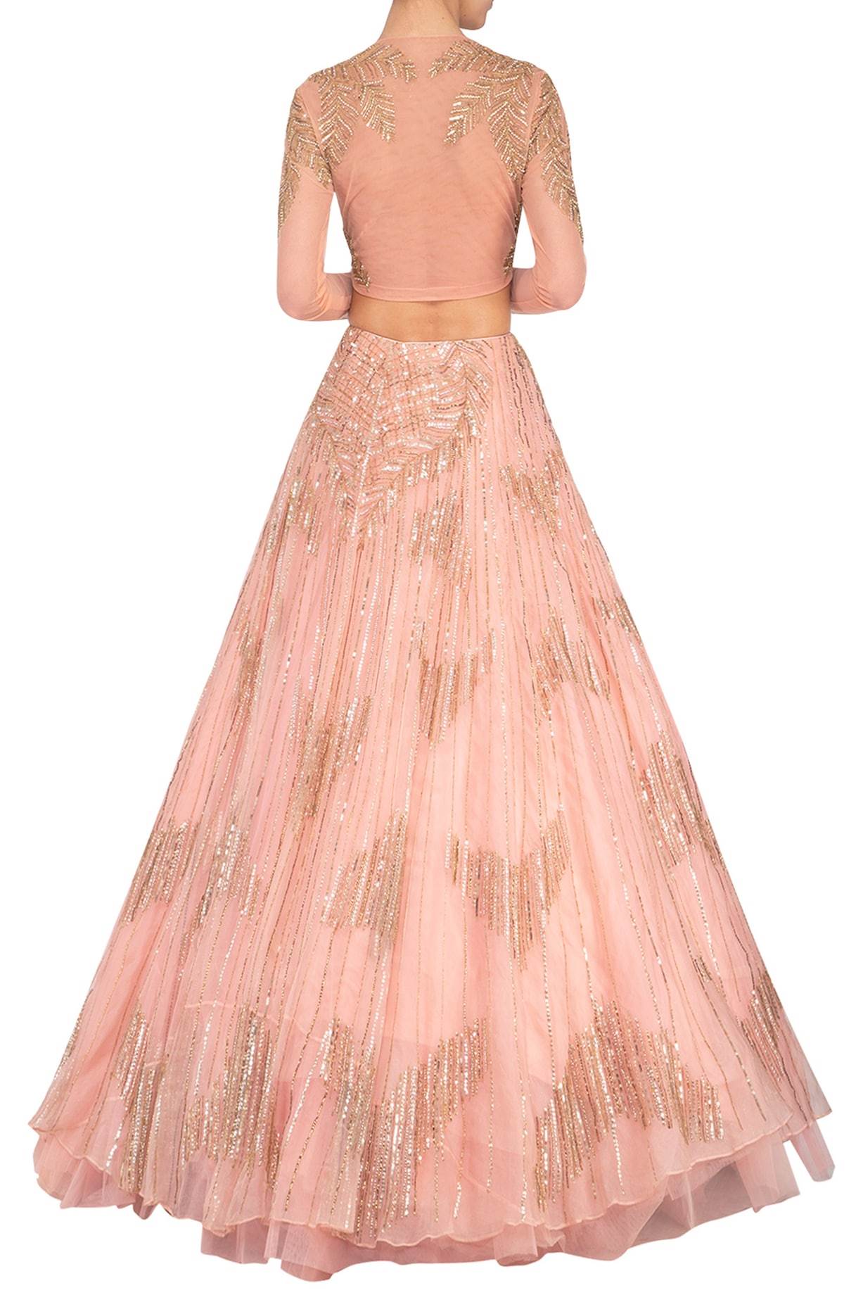 Peach Organza Lehenga Set