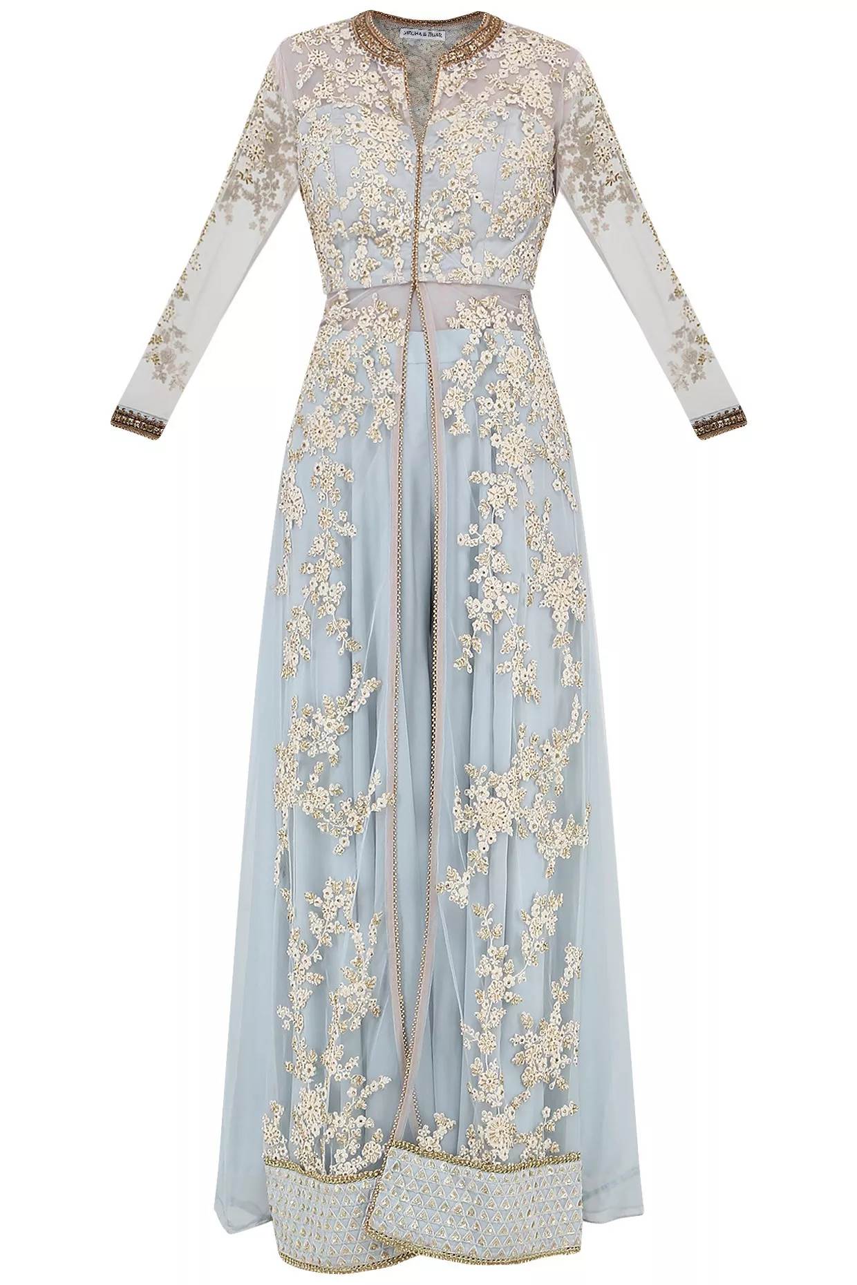 Light Blue  jacket sharara set