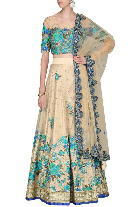 Blue Floral Lehenga