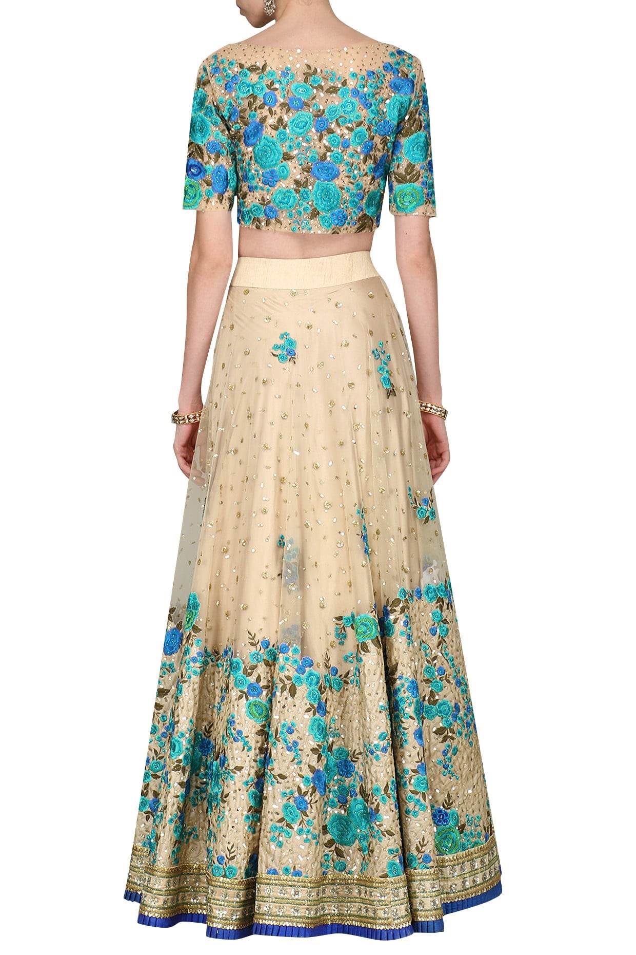 Blue Floral Lehenga