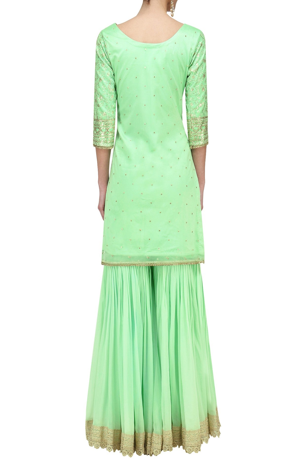 Mint kurta mint pleated gharara &amp; dupatta