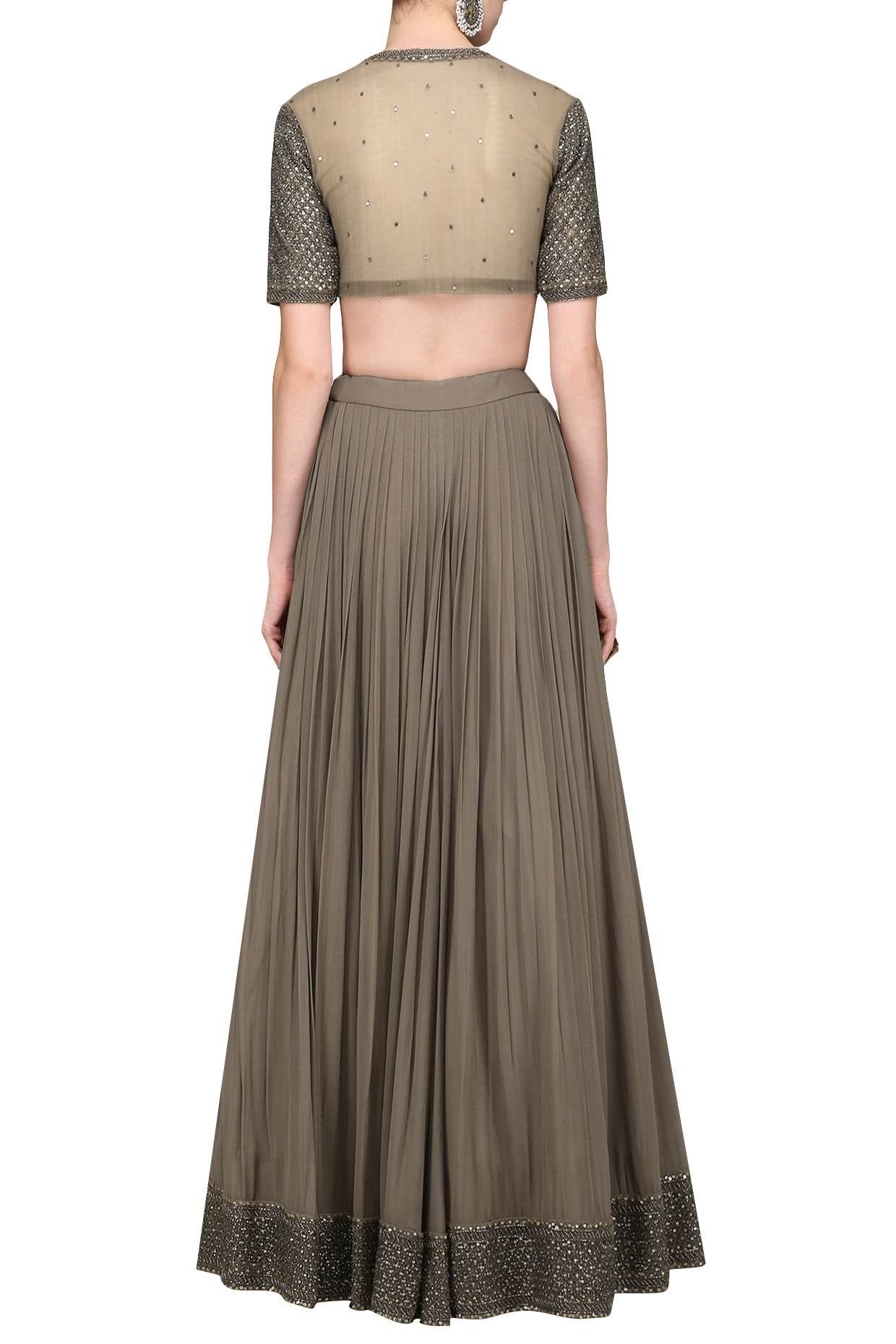 Brown Embroidered Lehenga