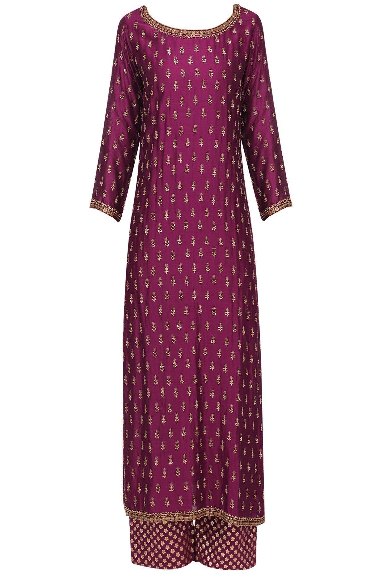 Wine Chandari Kurta Set