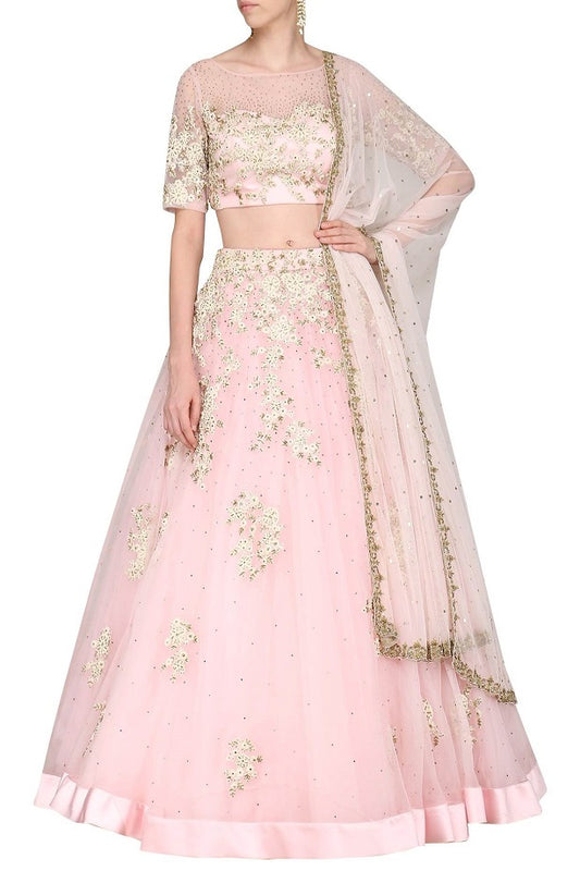 Baby Pink Organza Lehenga