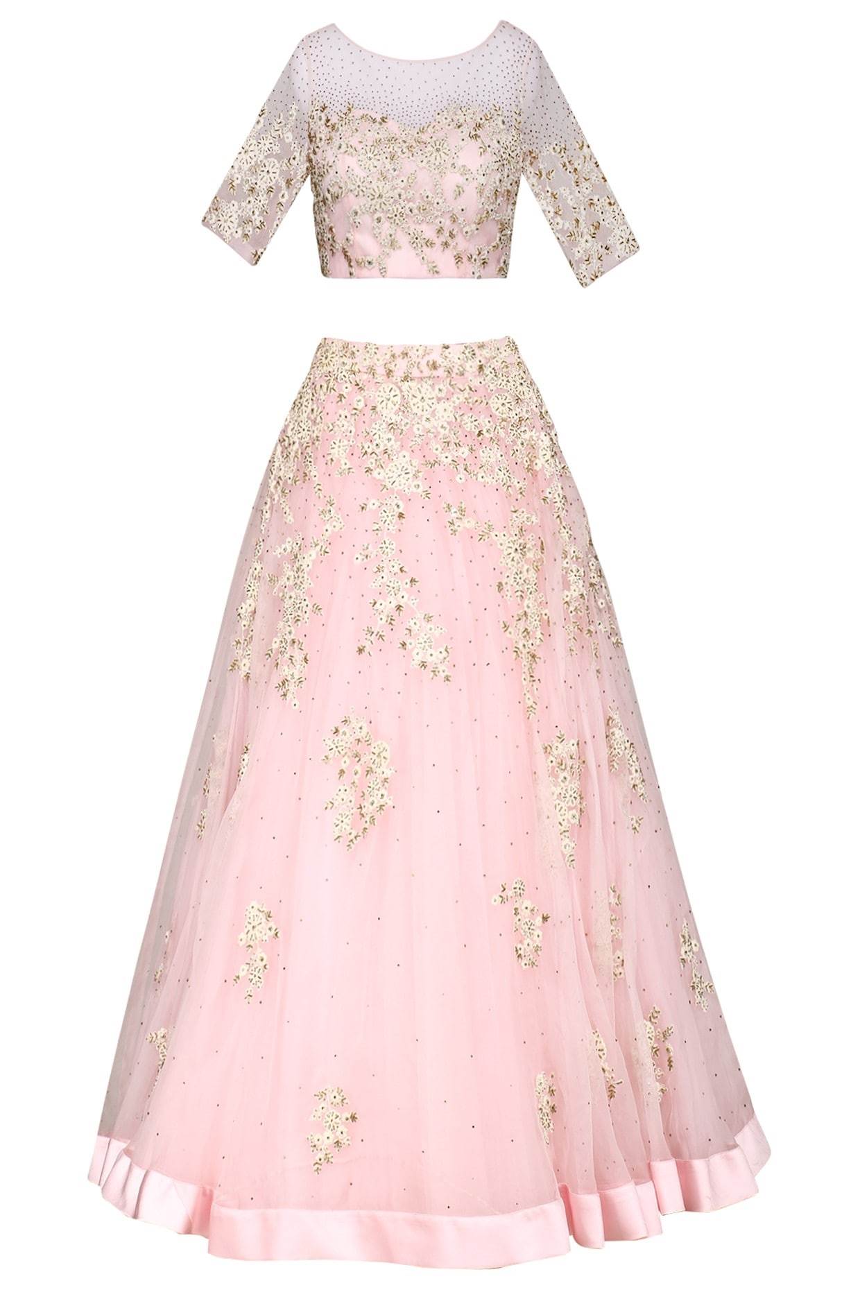 Baby Pink Organza Lehenga