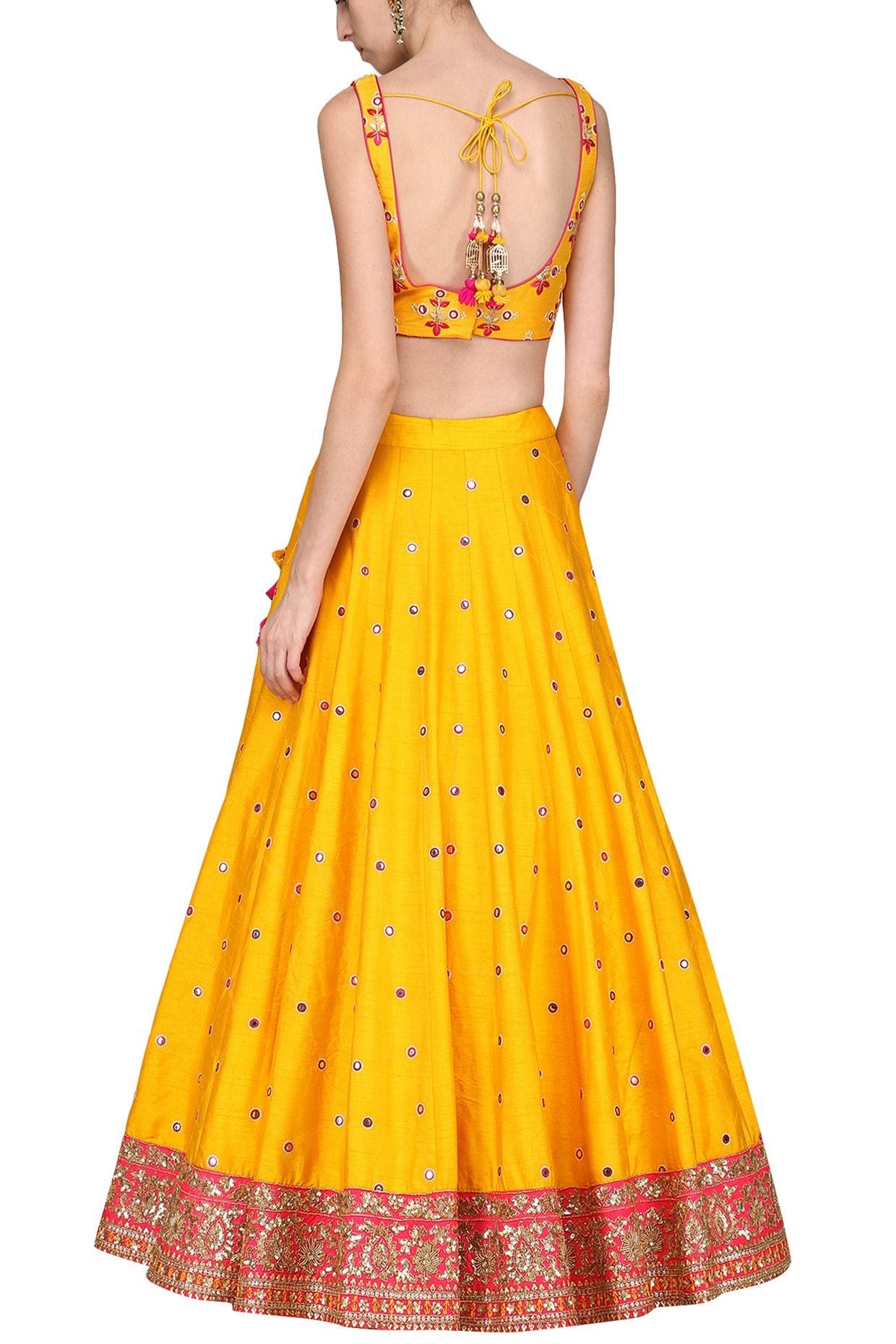 Yellow Mirror Lehenga Set