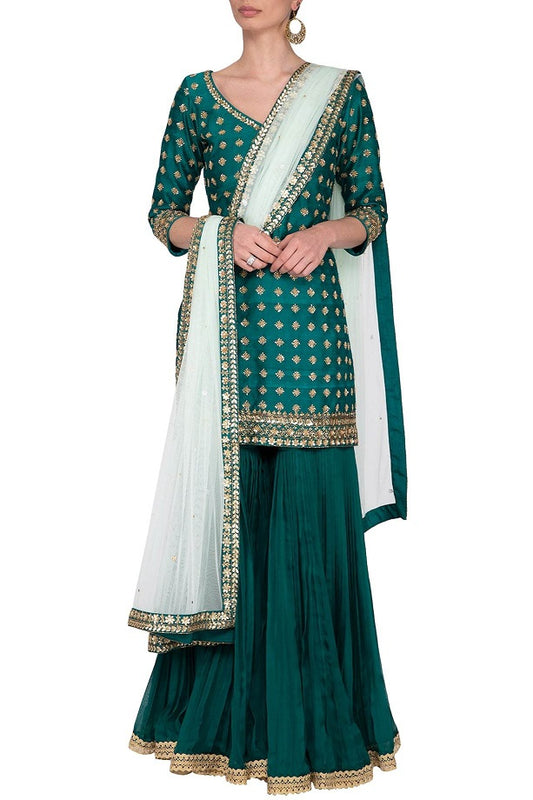 Peacock Green Gharara