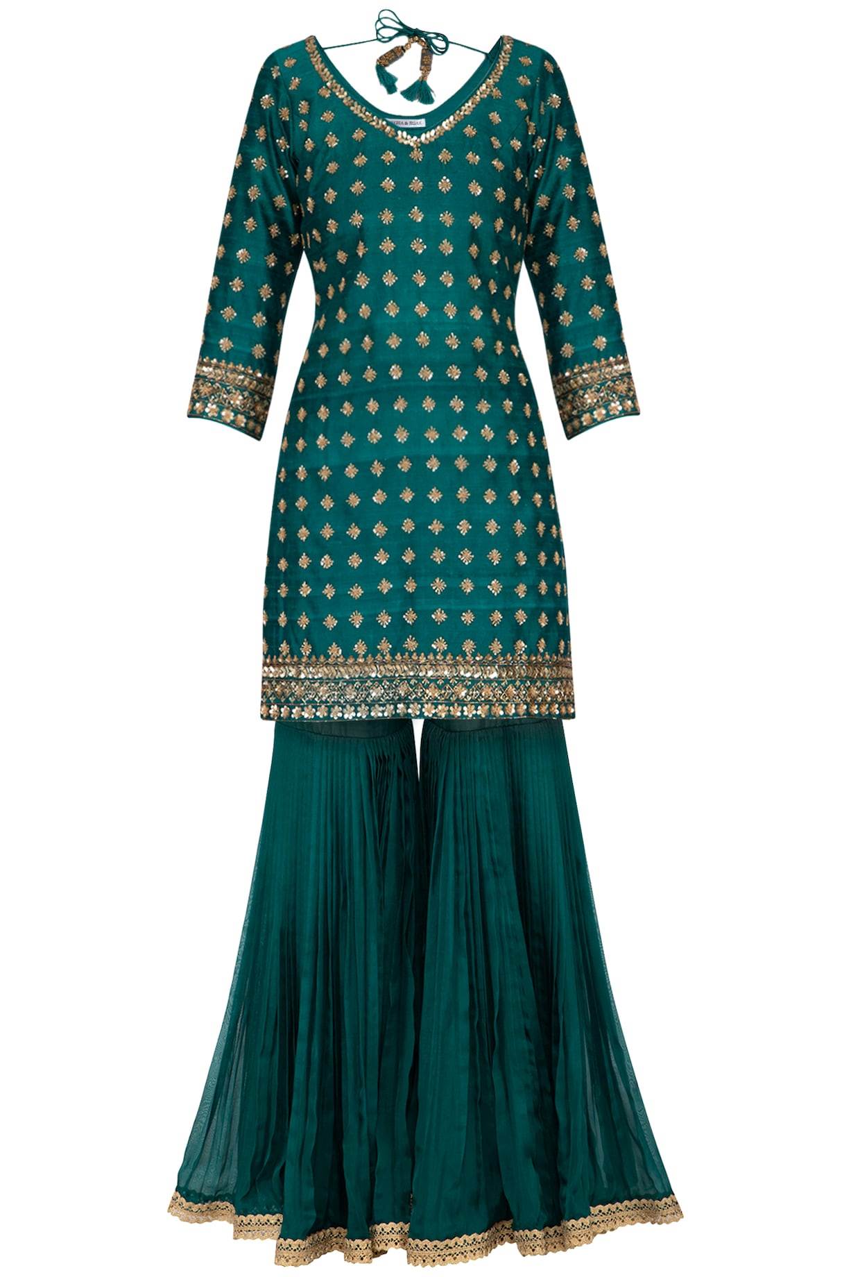 Peacock Green Gharara