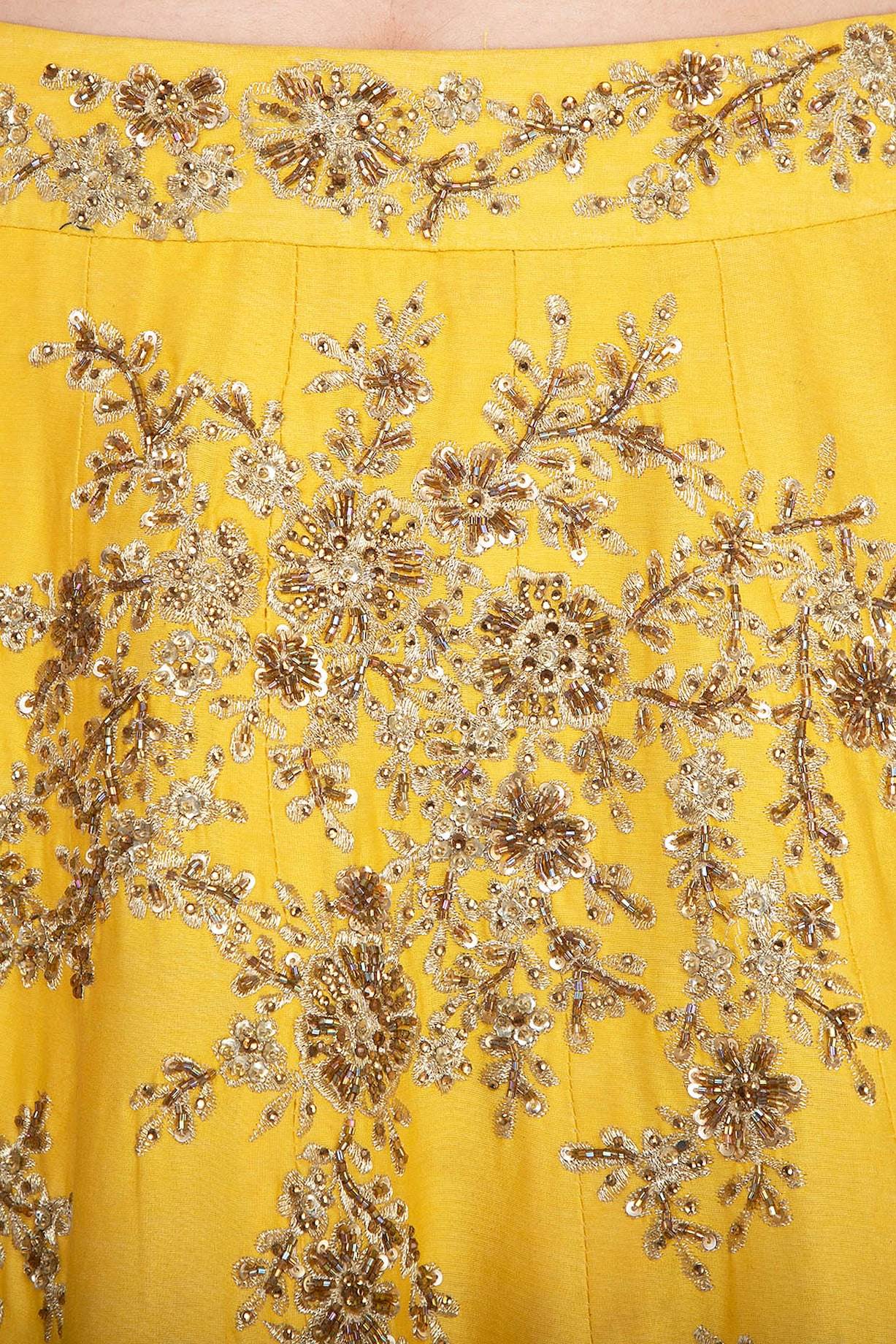 Yellow Chanderi Lehenga