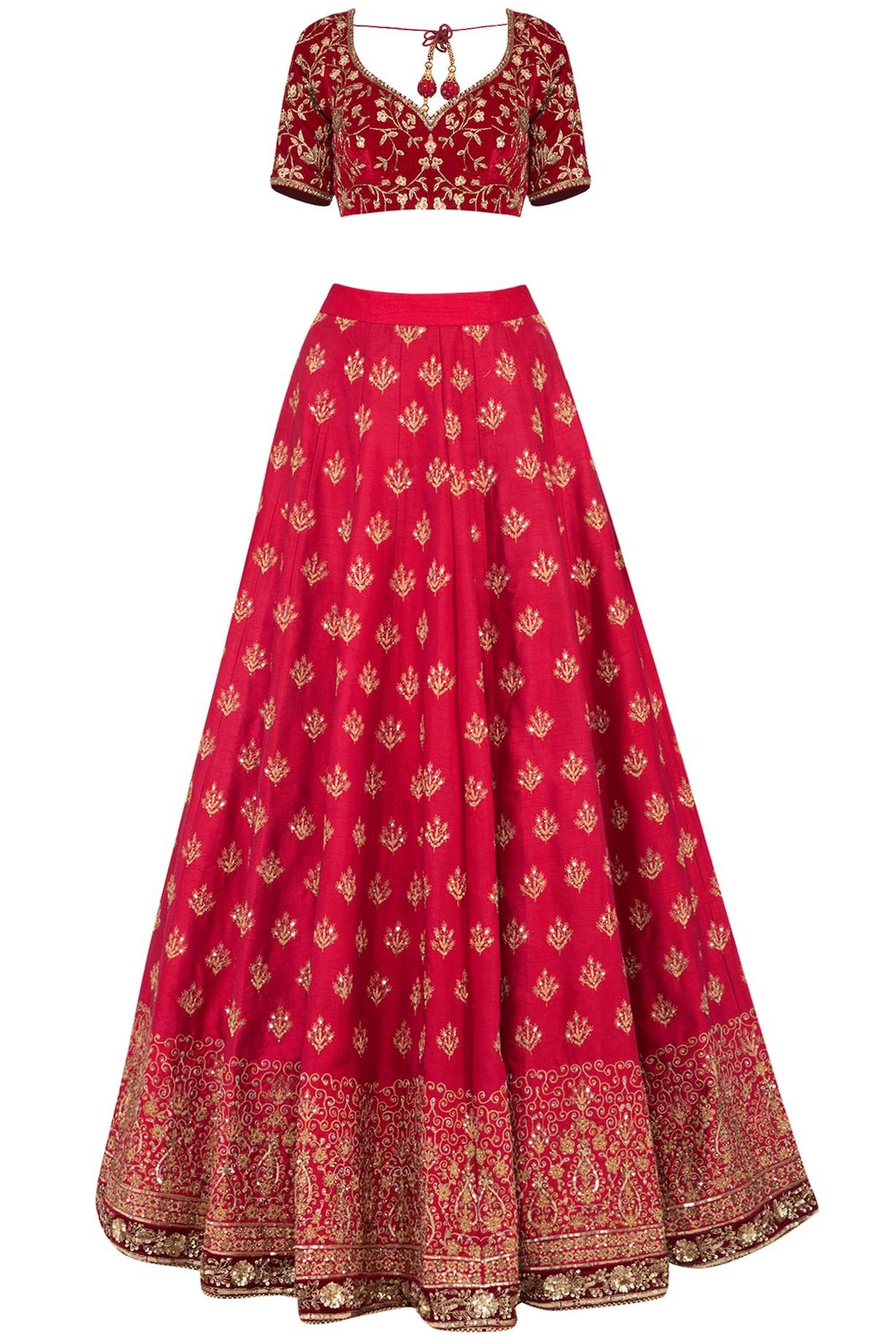 Maroon Embroidered Lehenga Set