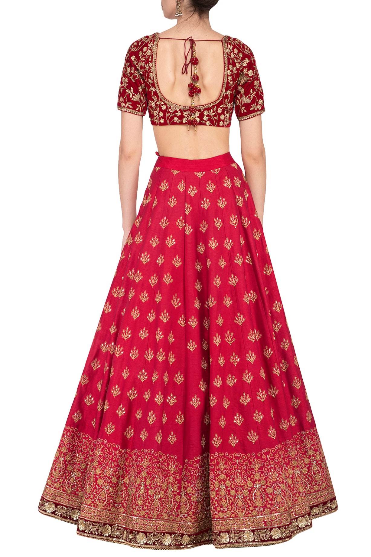 Maroon Embroidered Lehenga Set