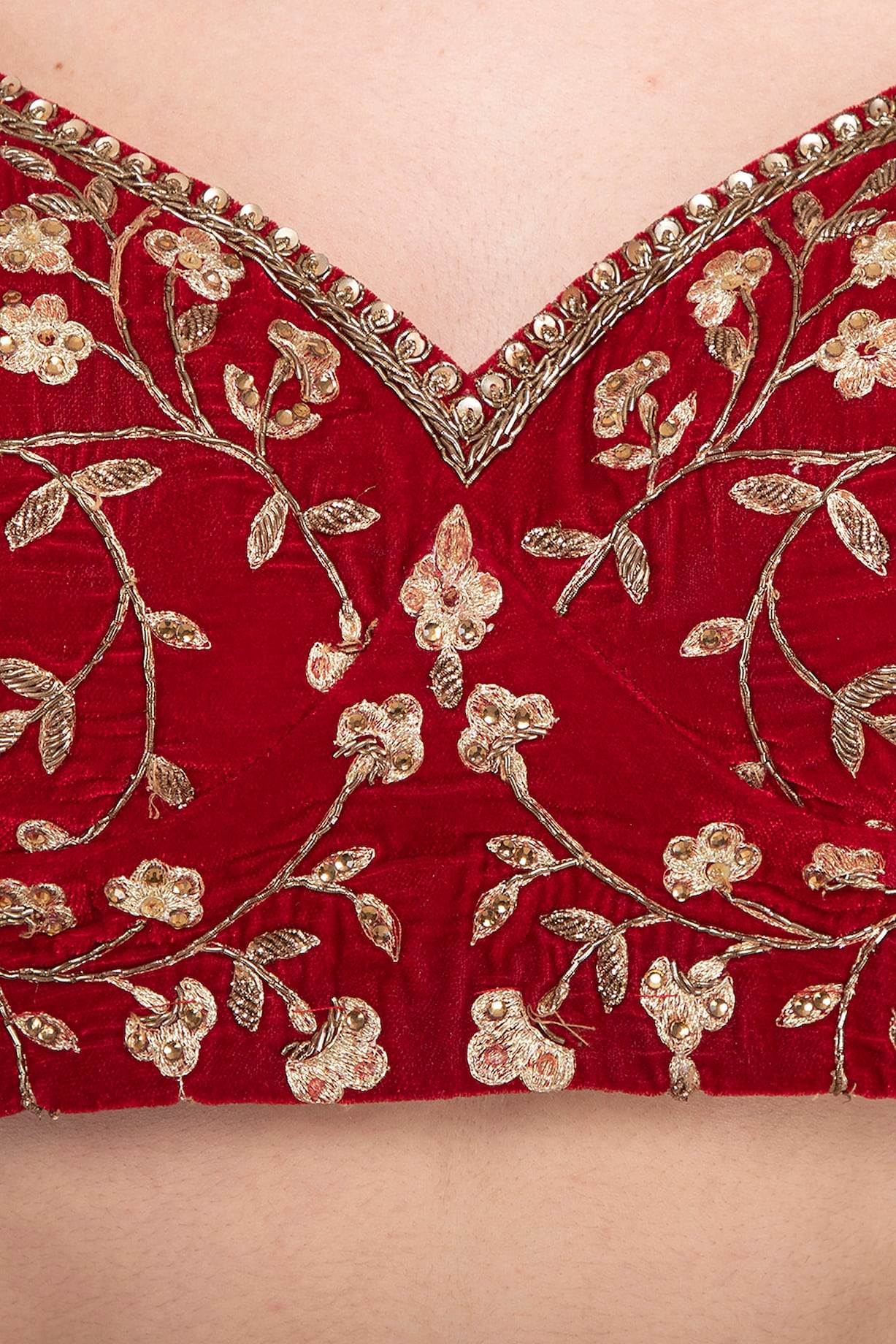 Maroon Embroidered Lehenga Set