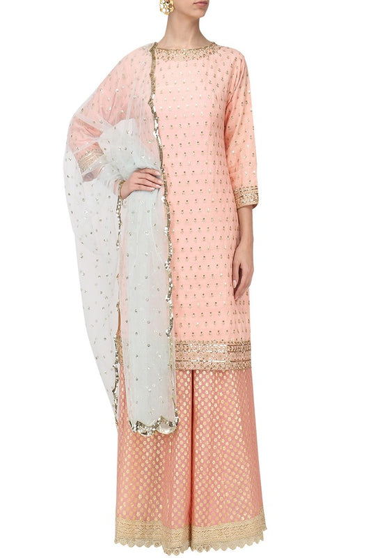 Light Pink Sequins Cotton Set