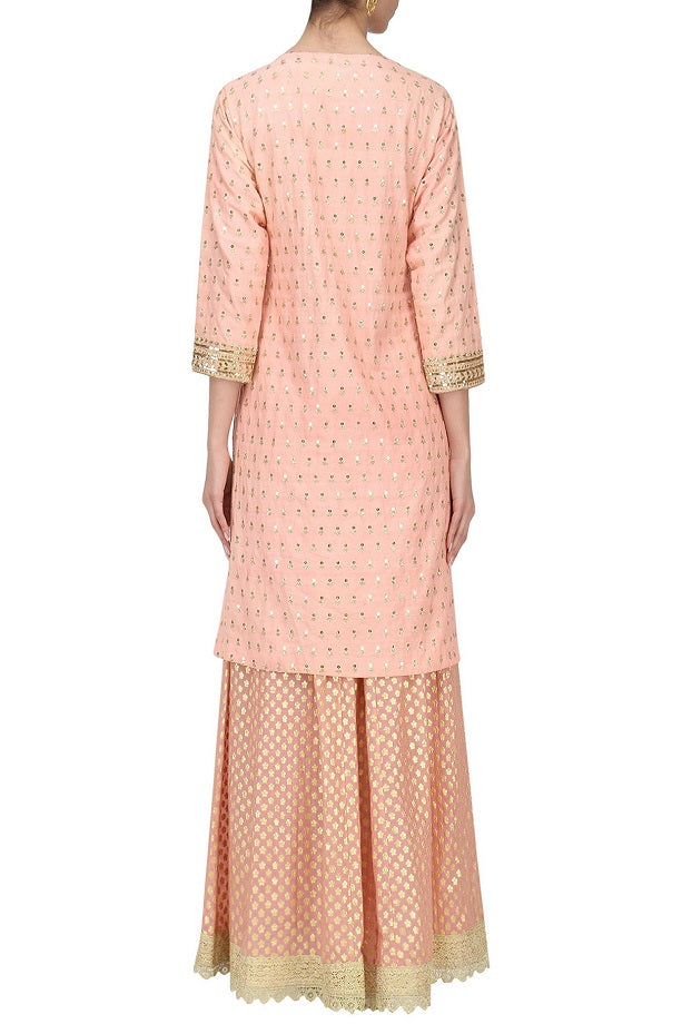 Light Pink Sequins Cotton Set