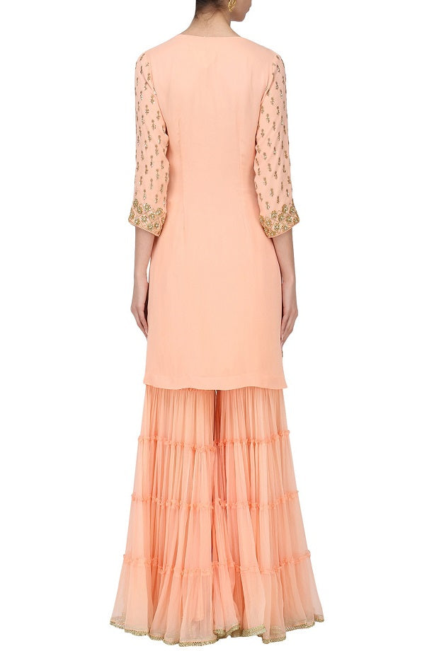 Peach Kurta Peach Gharara Set