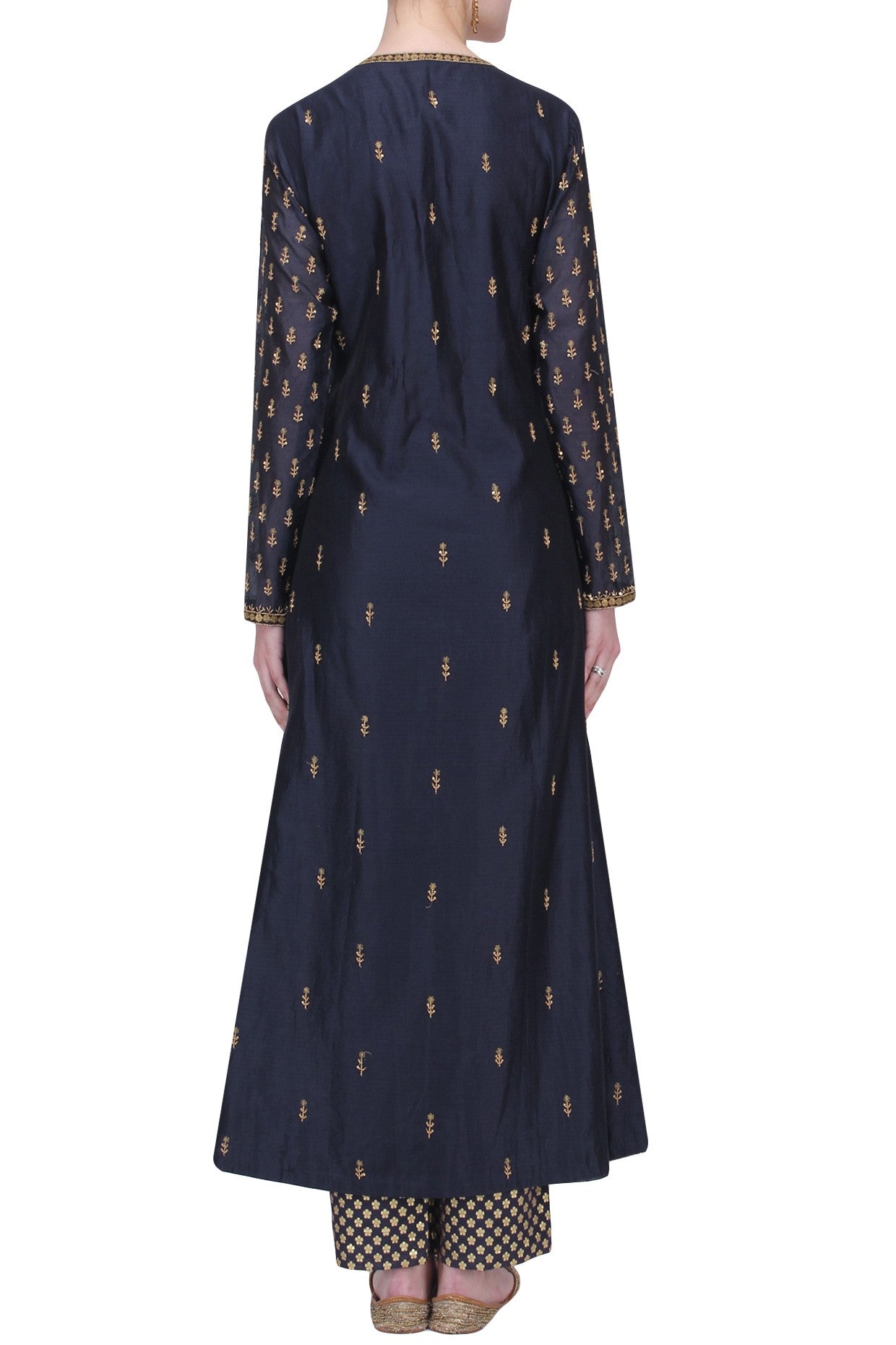 Navy blue sequins chandari set