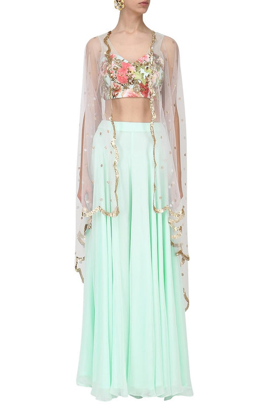 Aqua Bustier Aqua Sharara Pink Cape