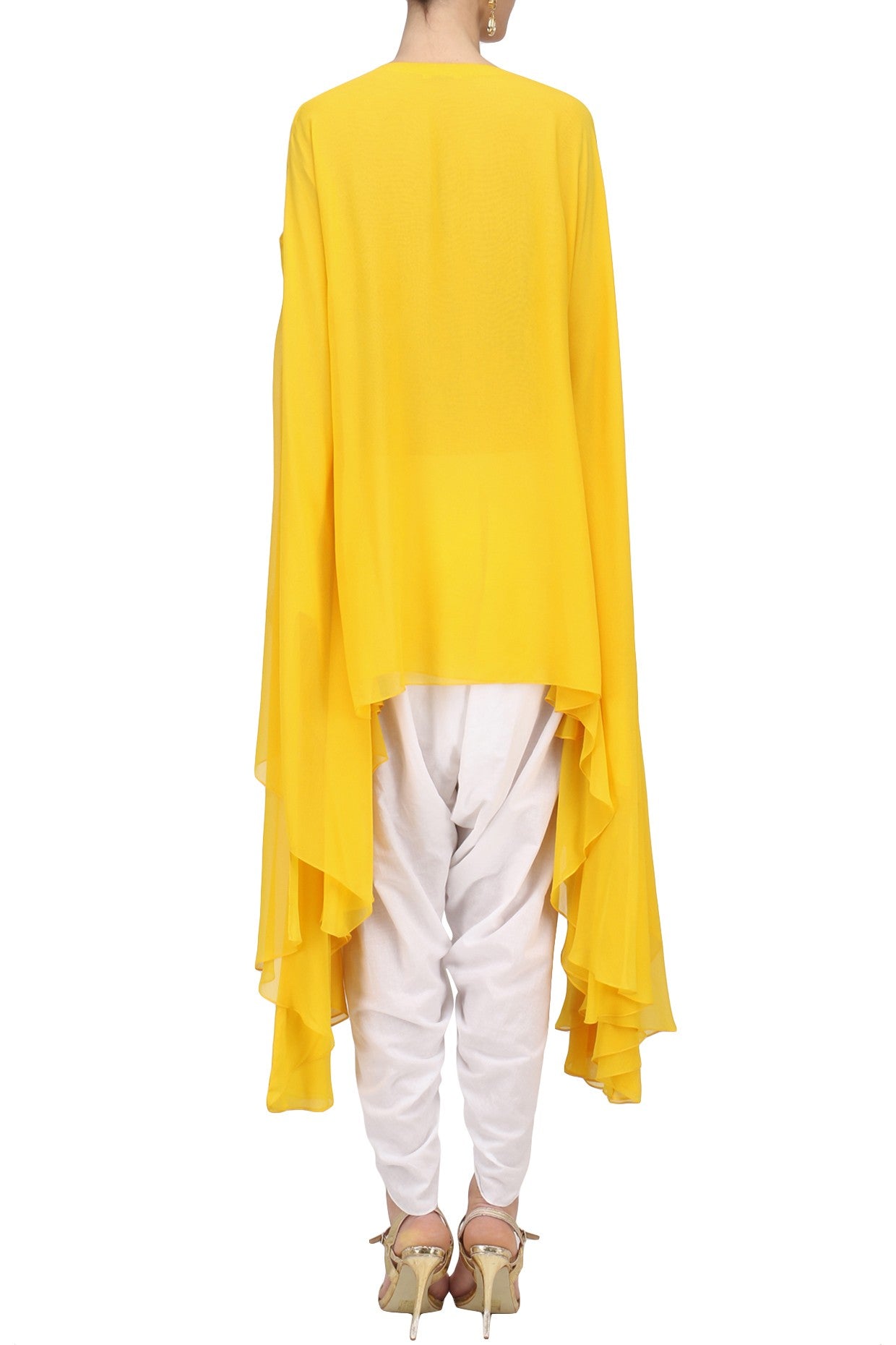 Mustard tunic with Off white Dhoti pants