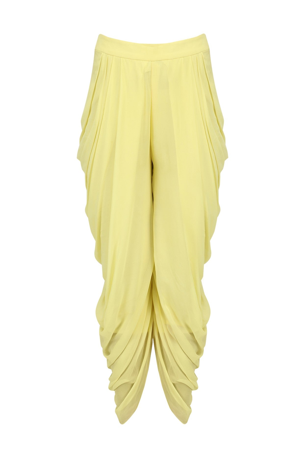 Lemon yellow Lakhnavi dhoti Set